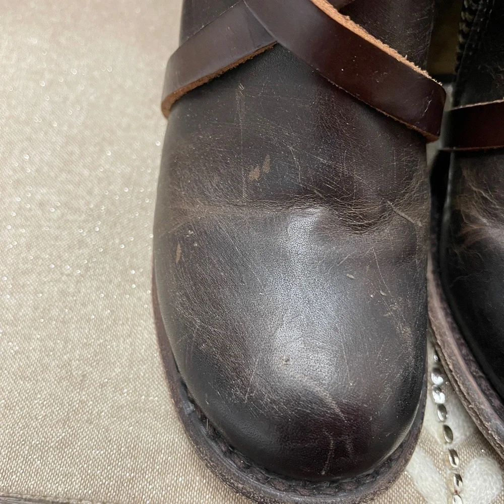 Freebird Baker Boots Women Size 6 Brown Mid-Calf Chunky Heel Strappy - Picture 12 of 12